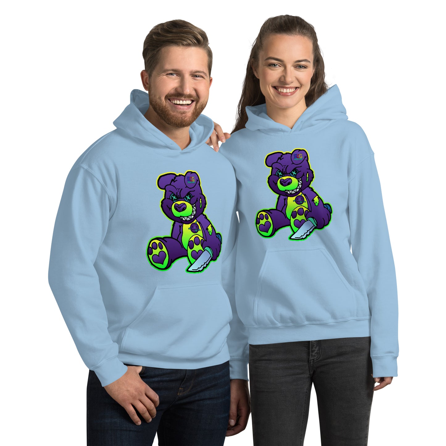 Purple and Green Demon Bear Unisex Hoodie