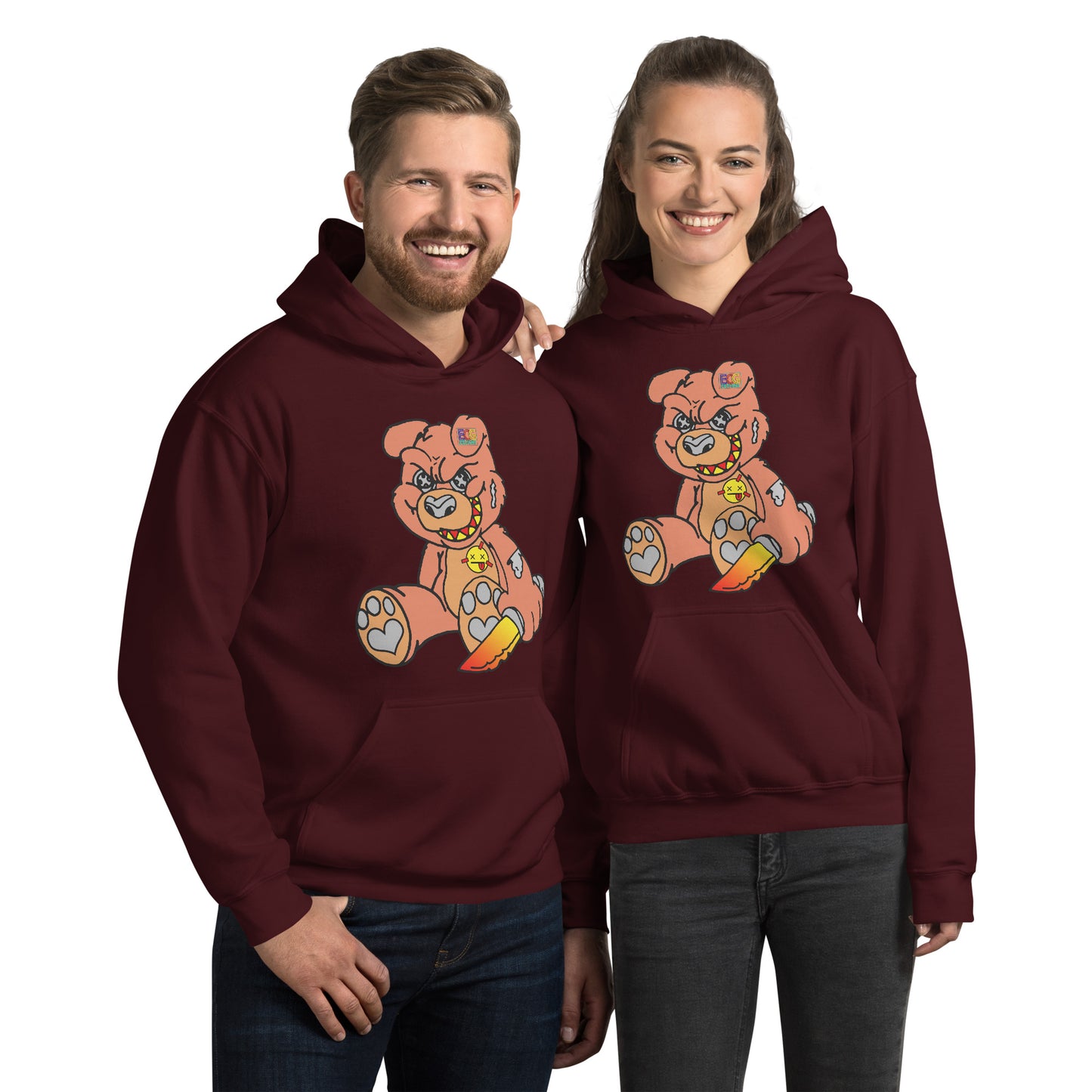 Orange Demon Bear Unisex Hoodie