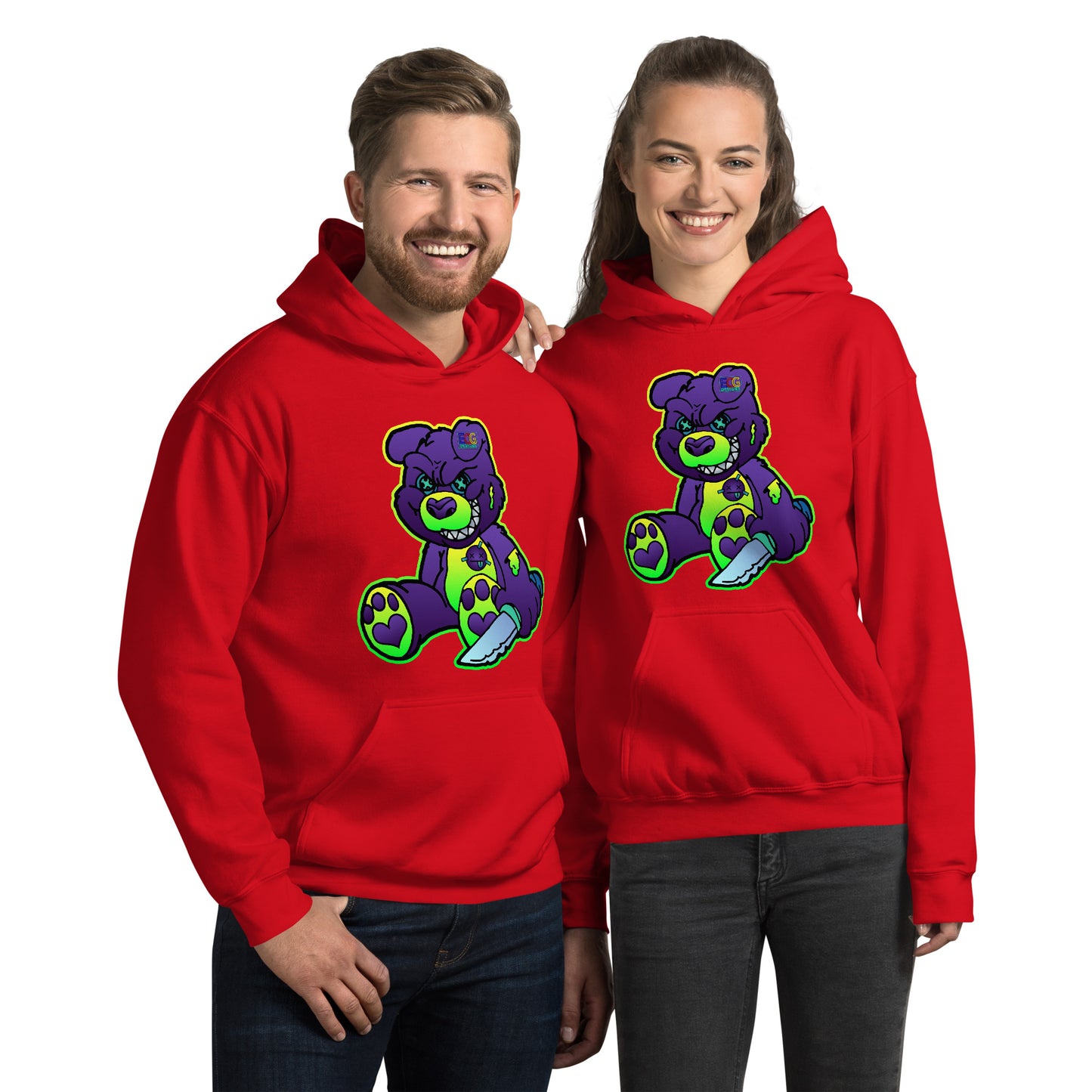 Purple and Green Demon Bear Unisex Hoodie