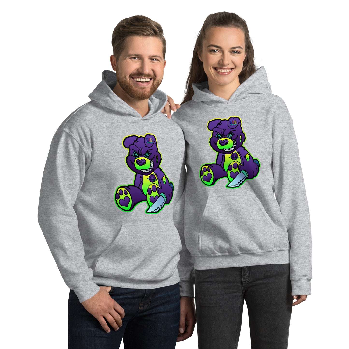 Purple and Green Demon Bear Unisex Hoodie