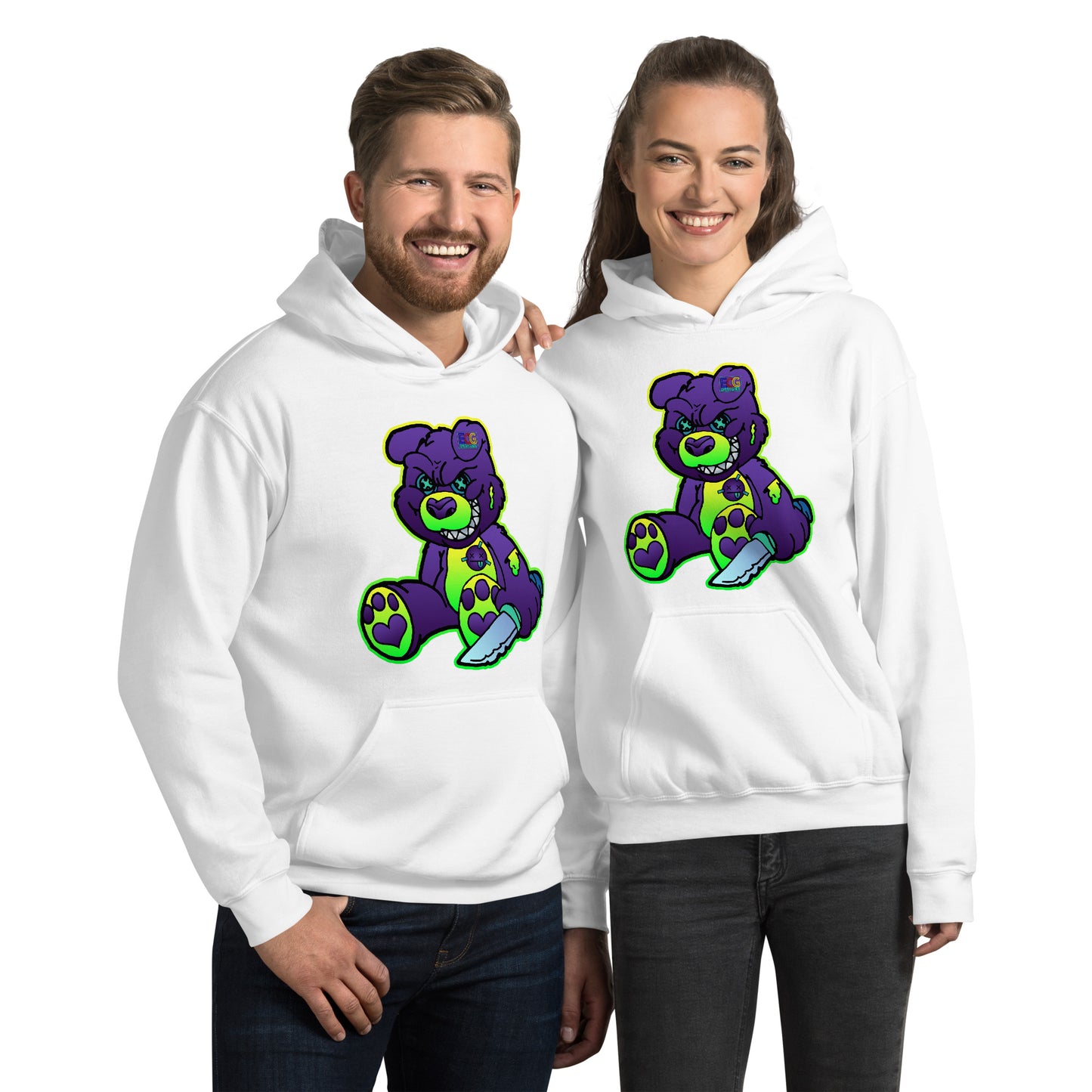 Purple and Green Demon Bear Unisex Hoodie