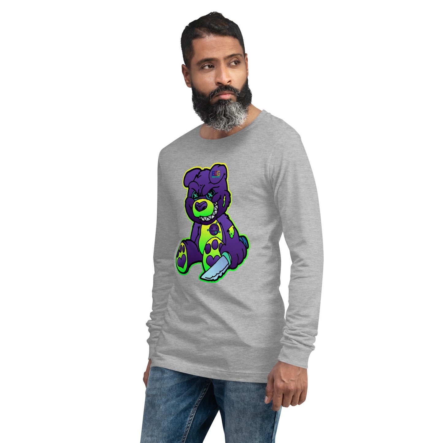 Purple and Green Demon Bear Unisex Long Sleeve Tee