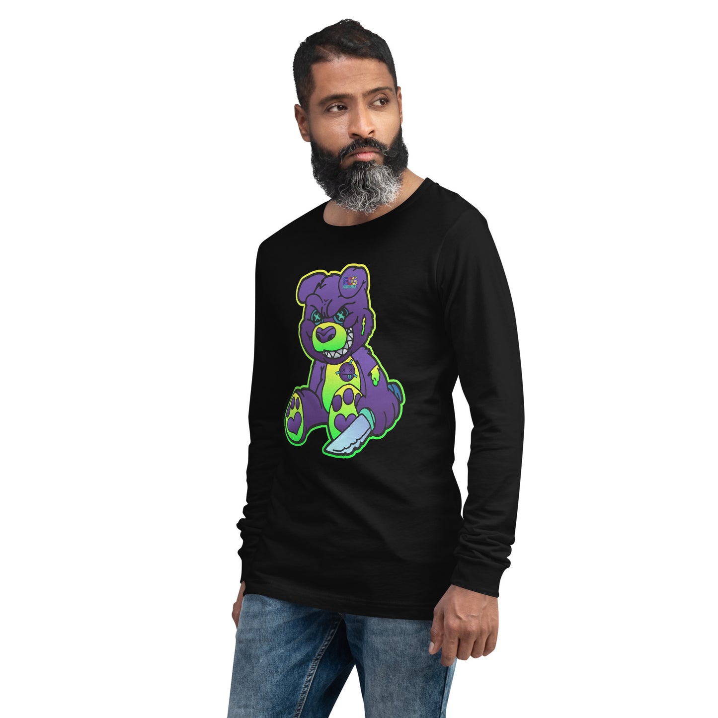 Purple and Green Demon Bear Unisex Long Sleeve Tee