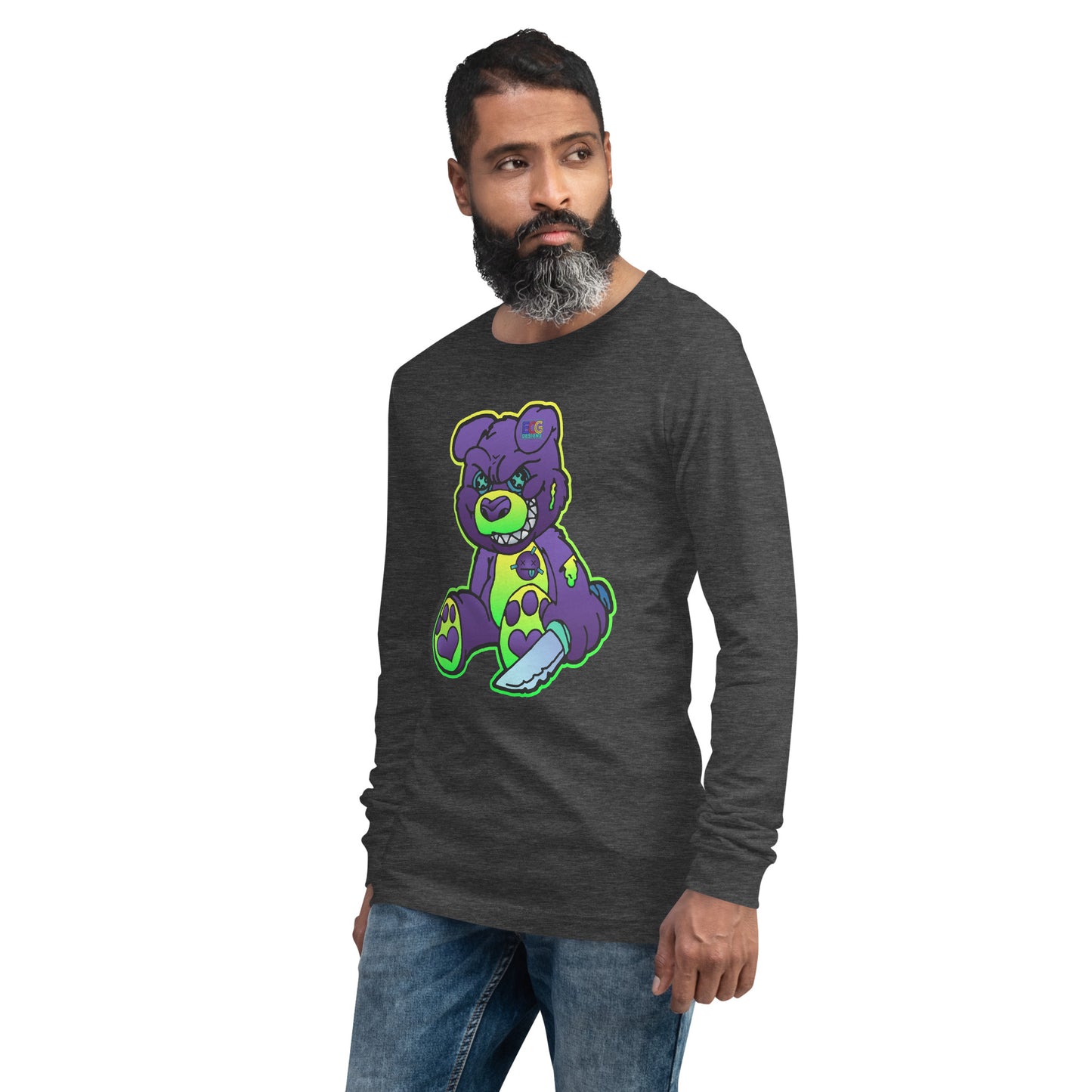 Purple and Green Demon Bear Unisex Long Sleeve Tee