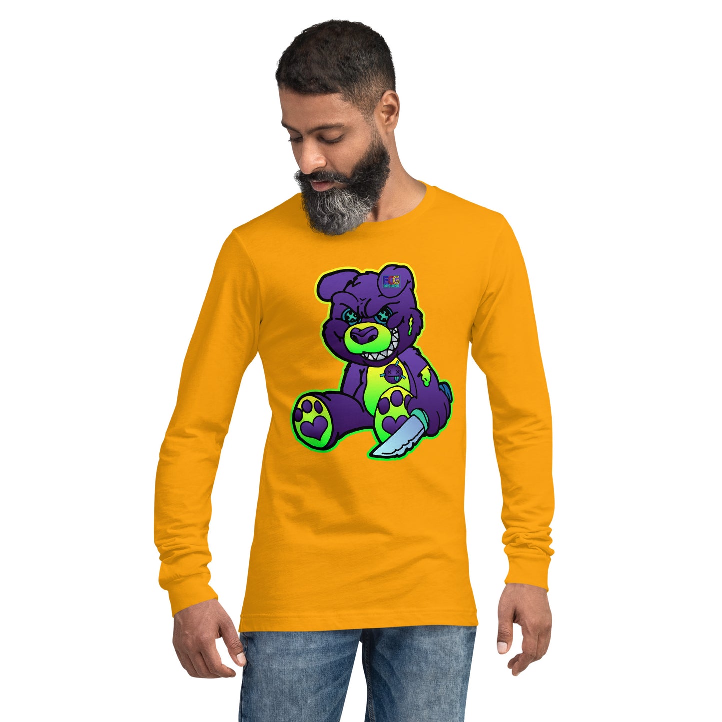 Purple and Green Demon Bear Unisex Long Sleeve Tee