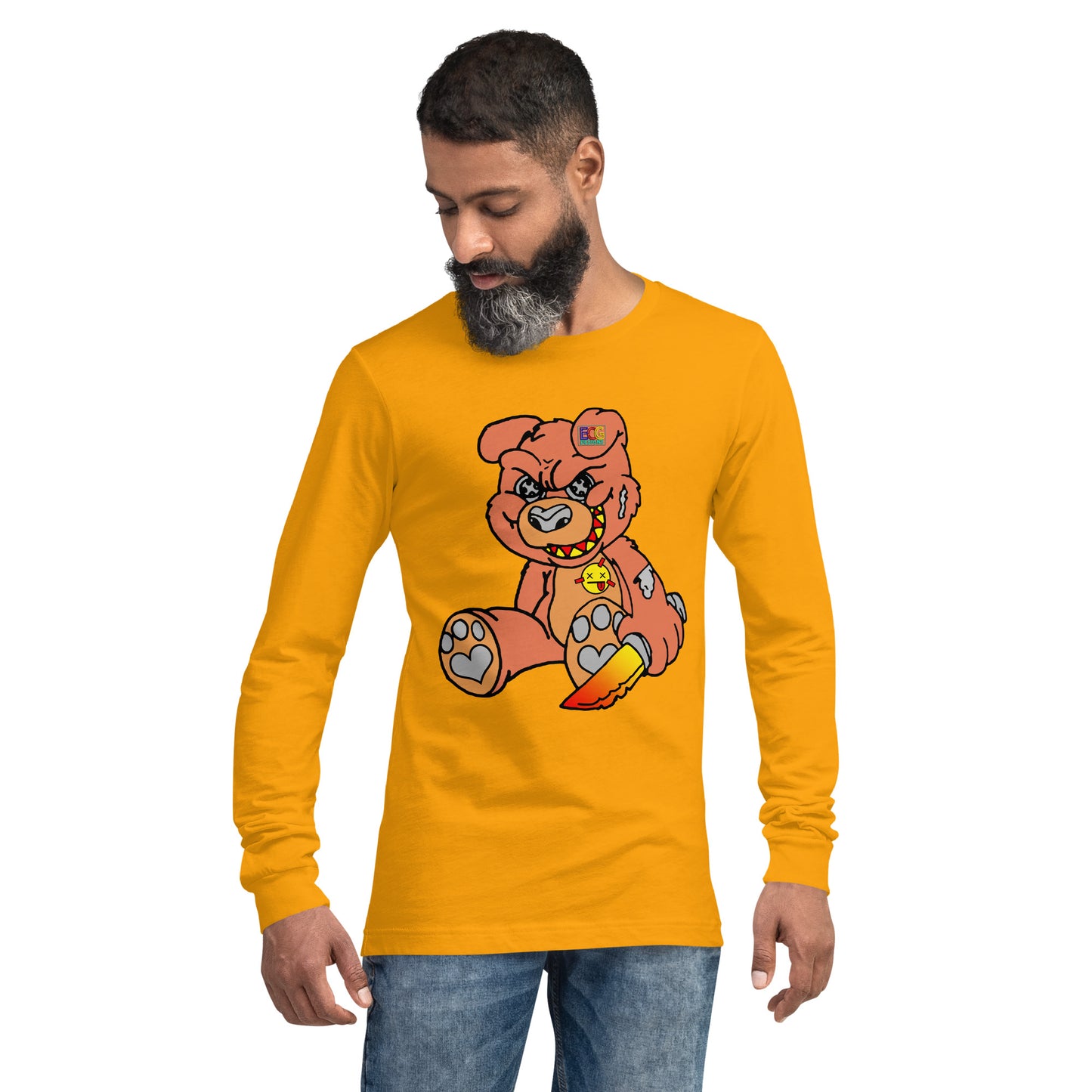 Orange Demon Bear Unisex Long Sleeve Tee