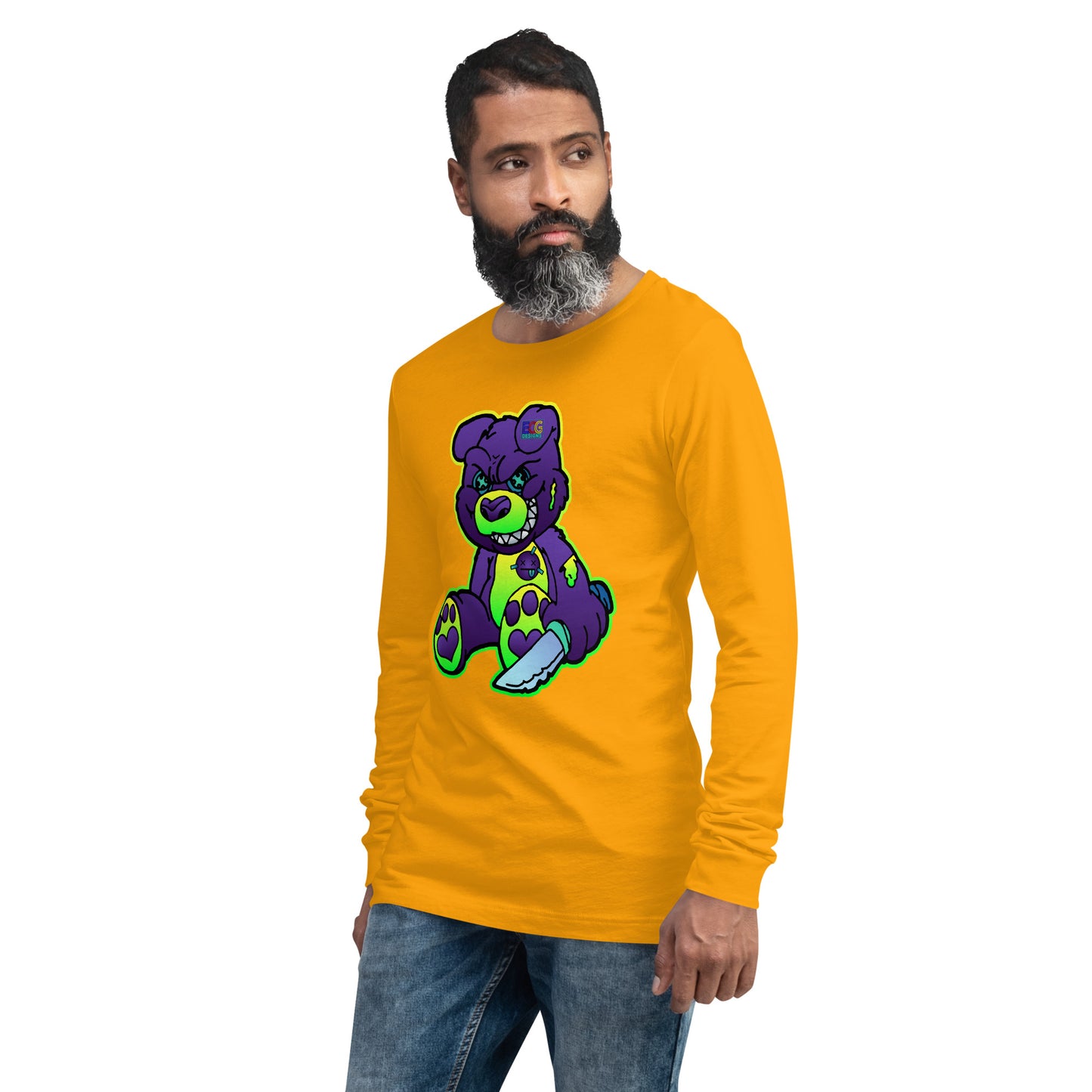 Purple and Green Demon Bear Unisex Long Sleeve Tee