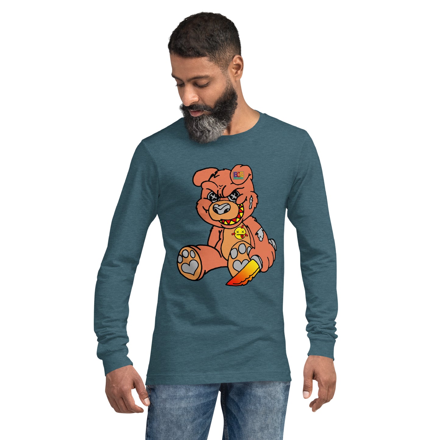 Orange Demon Bear Unisex Long Sleeve Tee