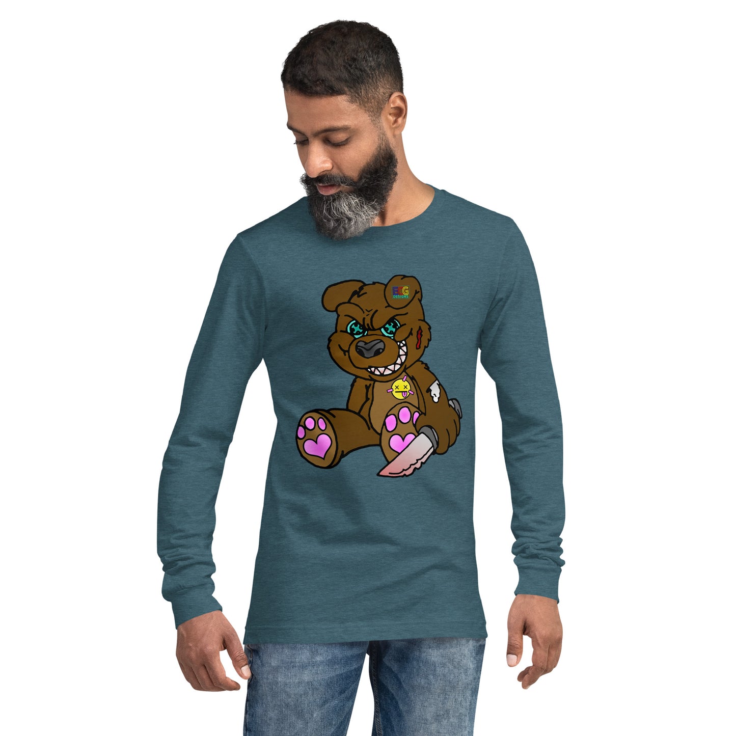 Brown Demon Bear Unisex Long Sleeve Tee