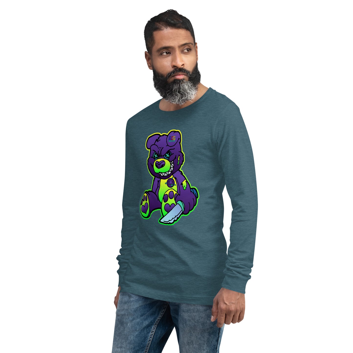 Purple and Green Demon Bear Unisex Long Sleeve Tee