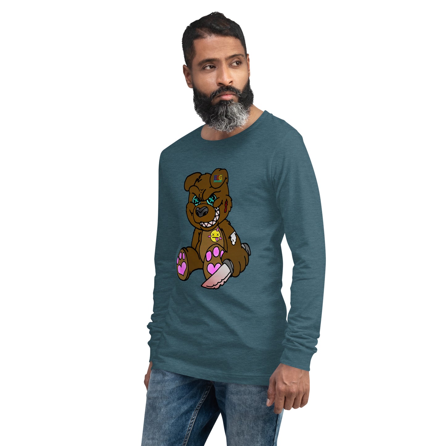 Brown Demon Bear Unisex Long Sleeve Tee