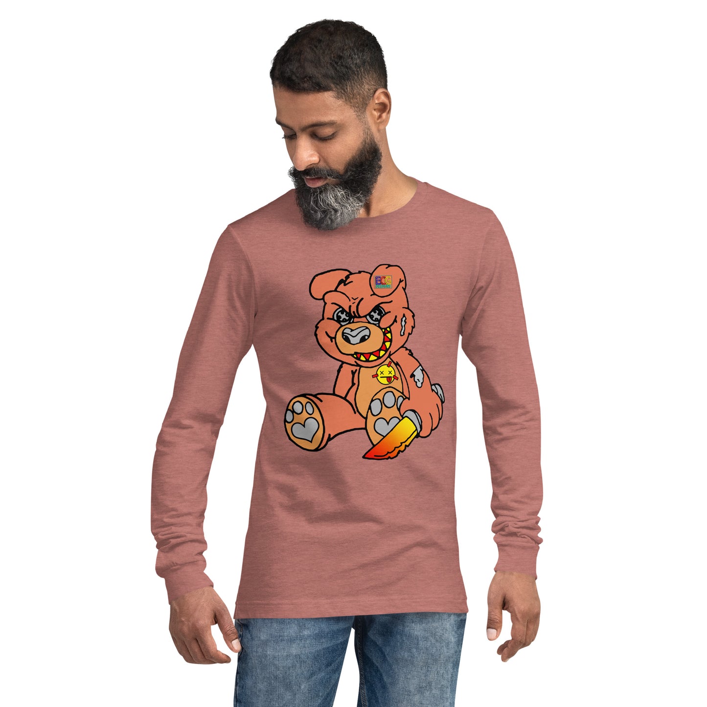 Orange Demon Bear Unisex Long Sleeve Tee