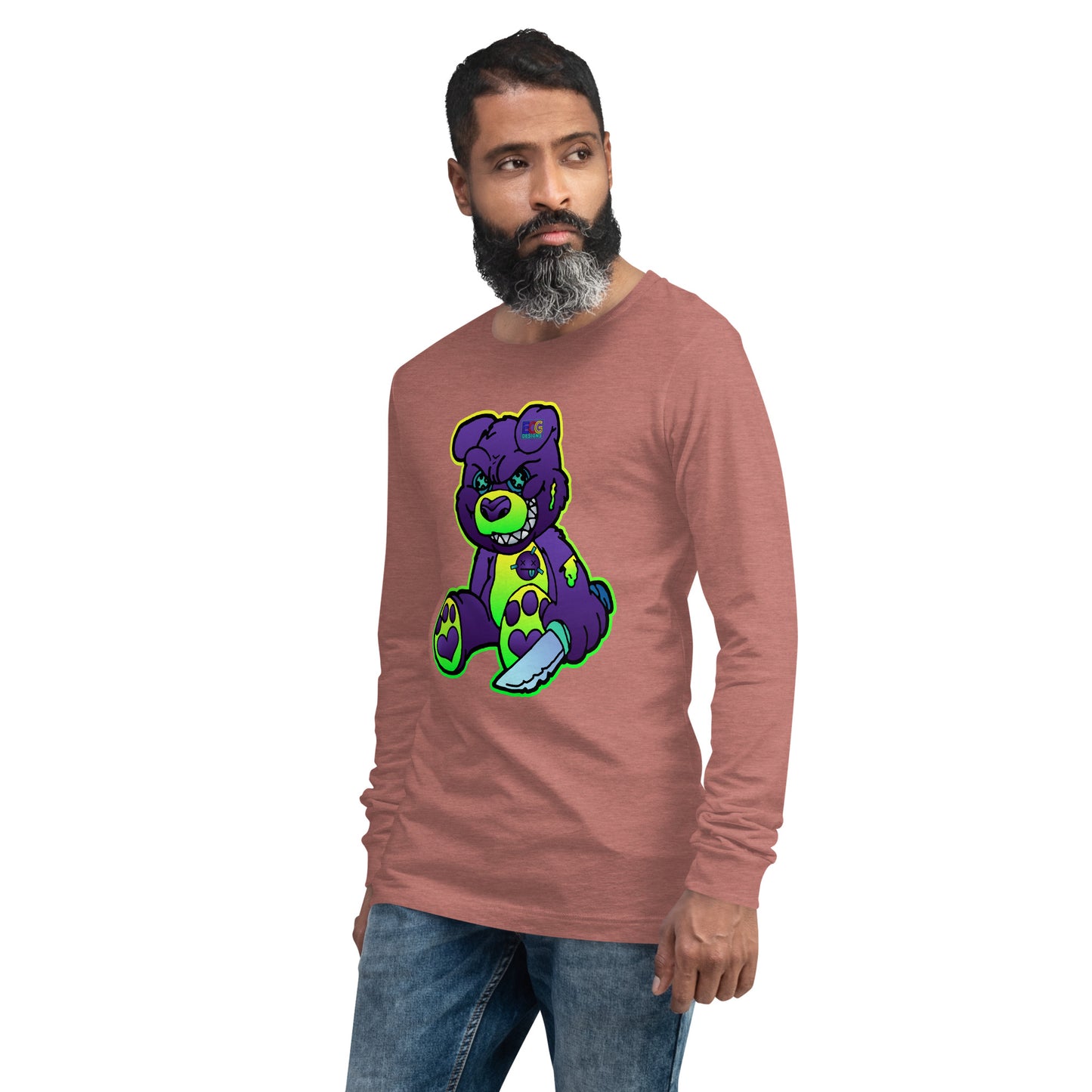 Purple and Green Demon Bear Unisex Long Sleeve Tee