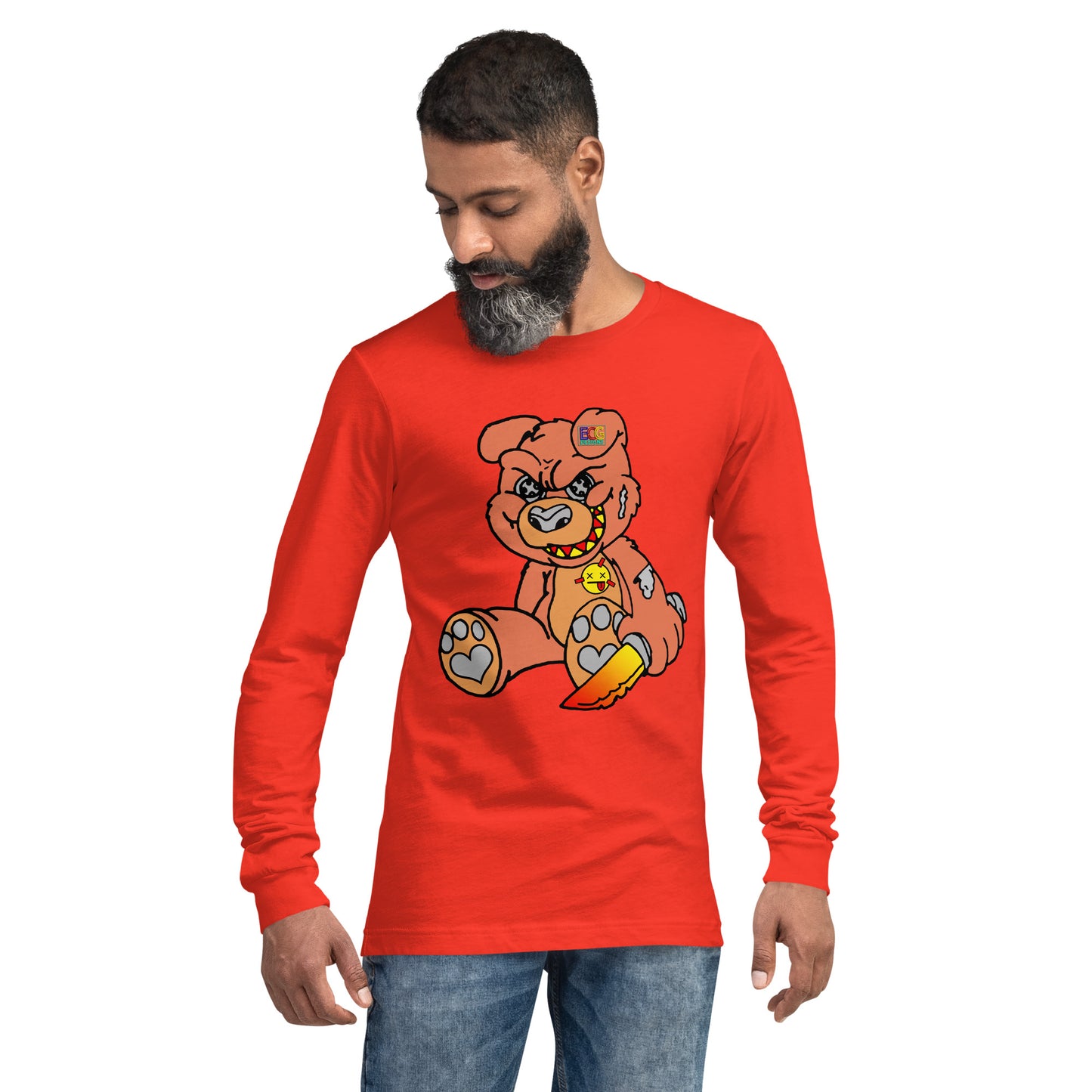 Orange Demon Bear Unisex Long Sleeve Tee