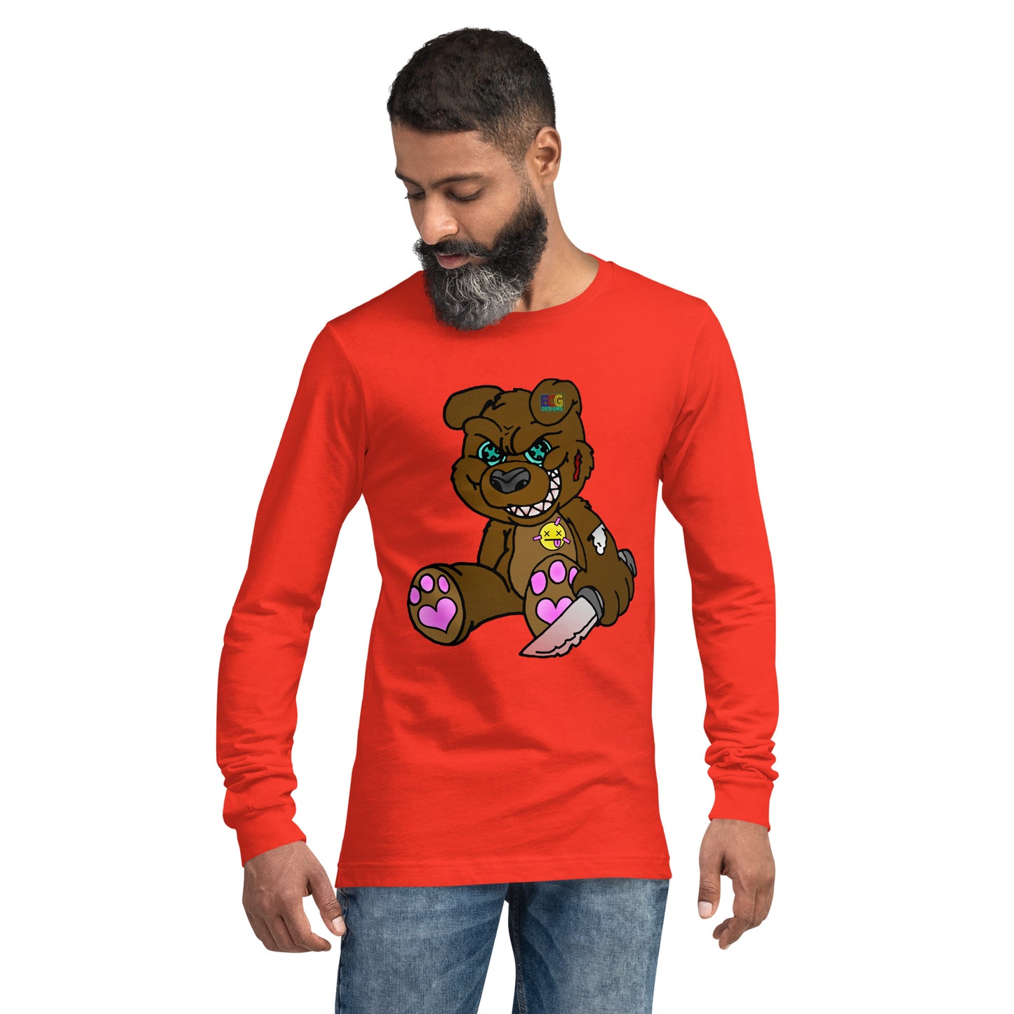 Brown Demon Bear Unisex Long Sleeve Tee