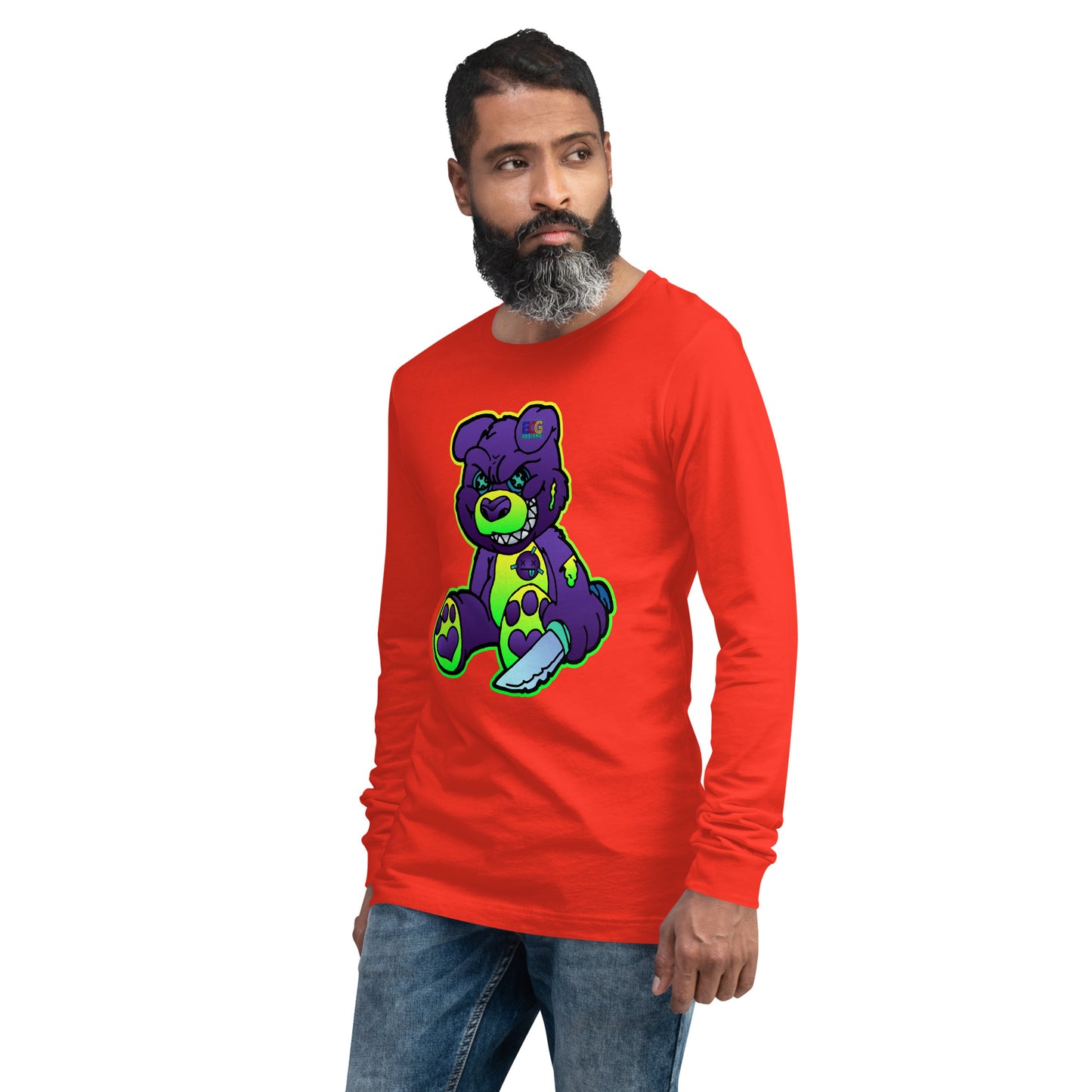 Purple and Green Demon Bear Unisex Long Sleeve Tee