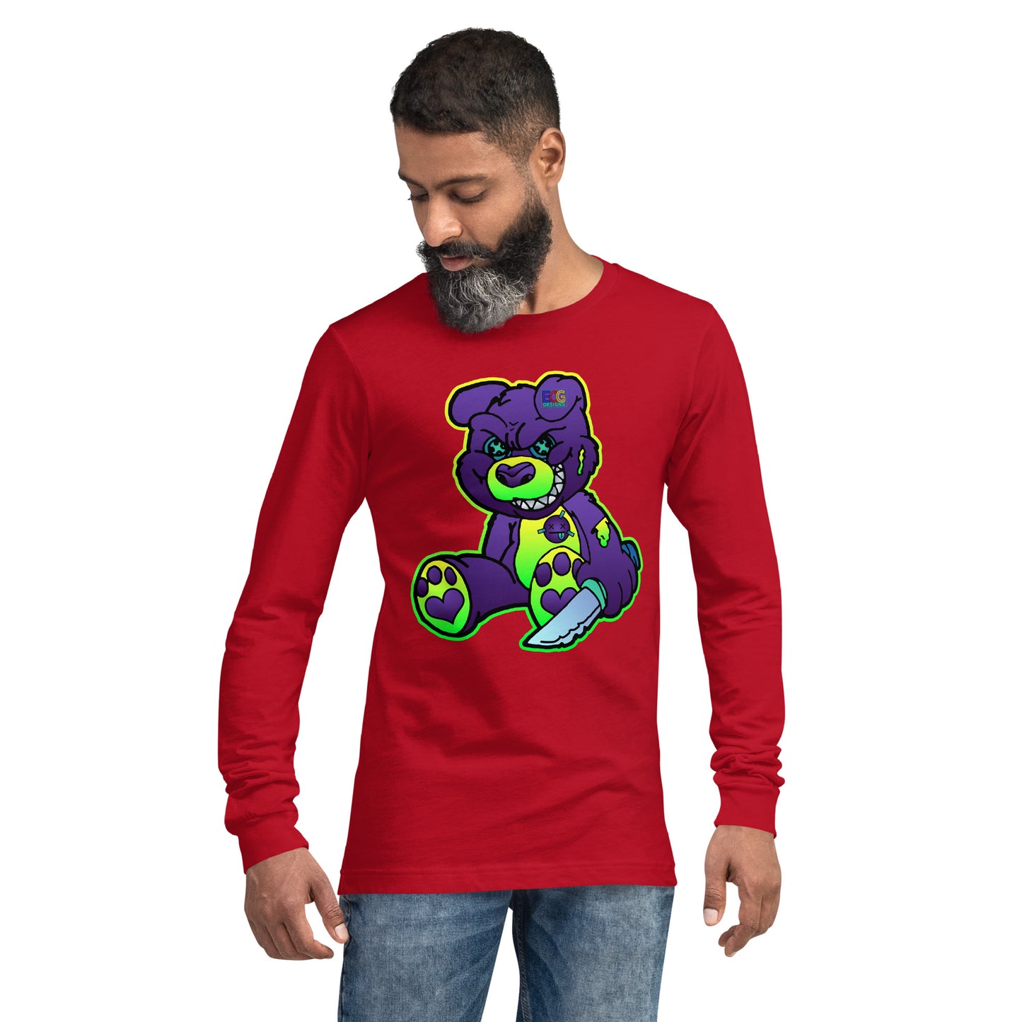 Purple and Green Demon Bear Unisex Long Sleeve Tee