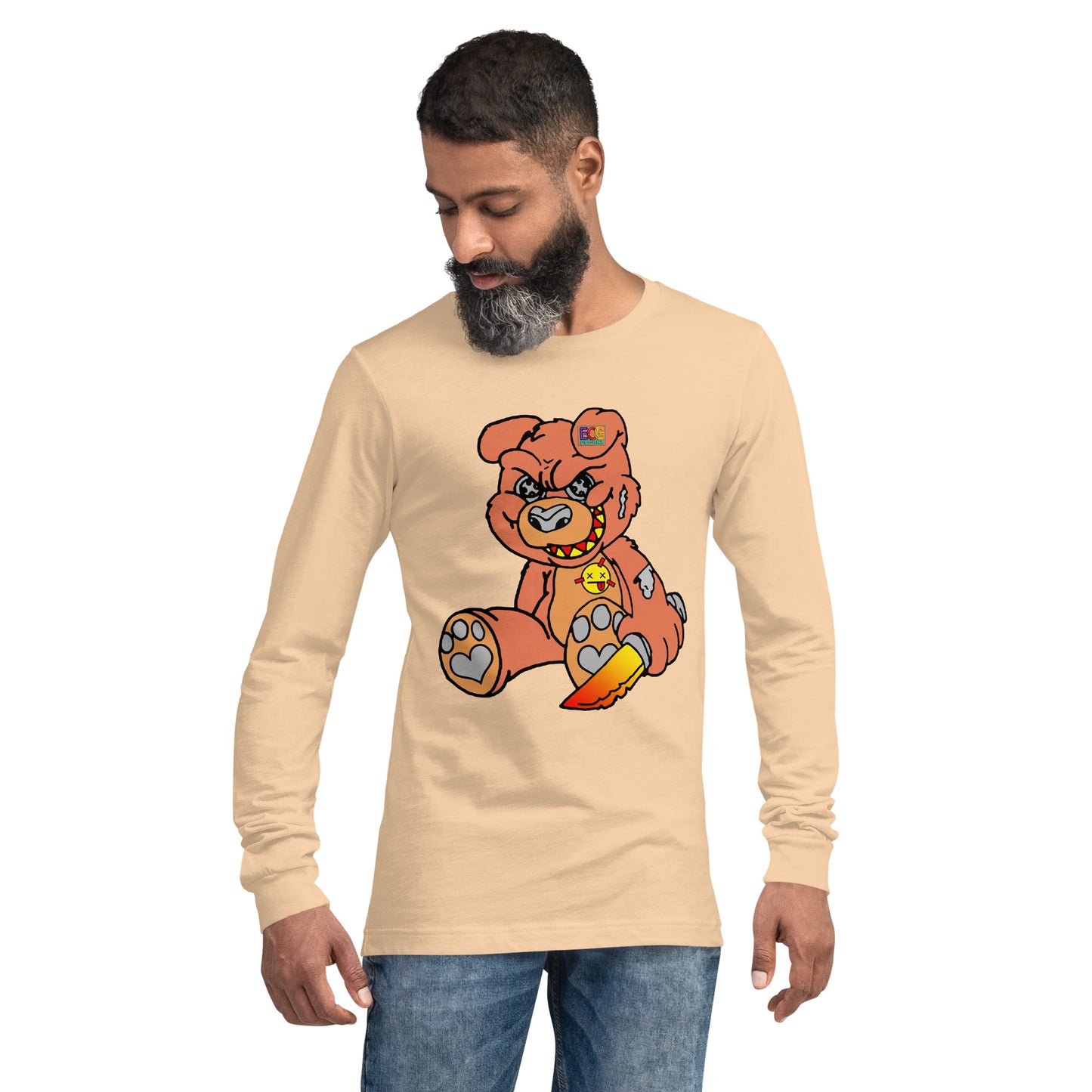 Orange Demon Bear Unisex Long Sleeve Tee