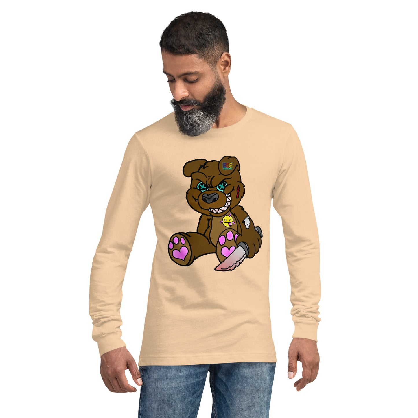 Brown Demon Bear Unisex Long Sleeve Tee