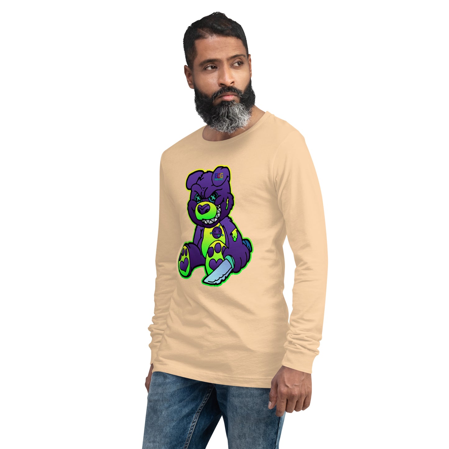 Purple and Green Demon Bear Unisex Long Sleeve Tee