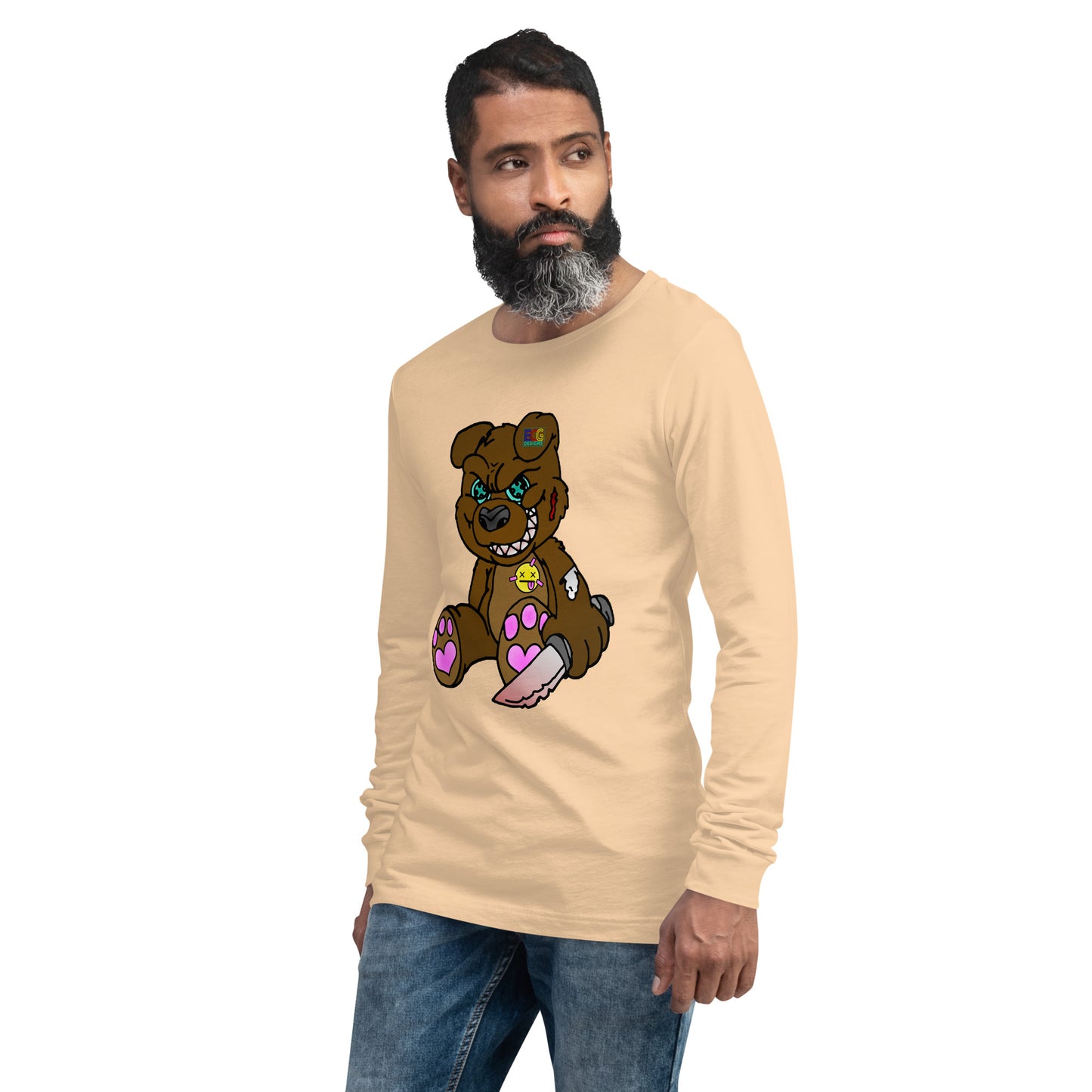 Brown Demon Bear Unisex Long Sleeve Tee