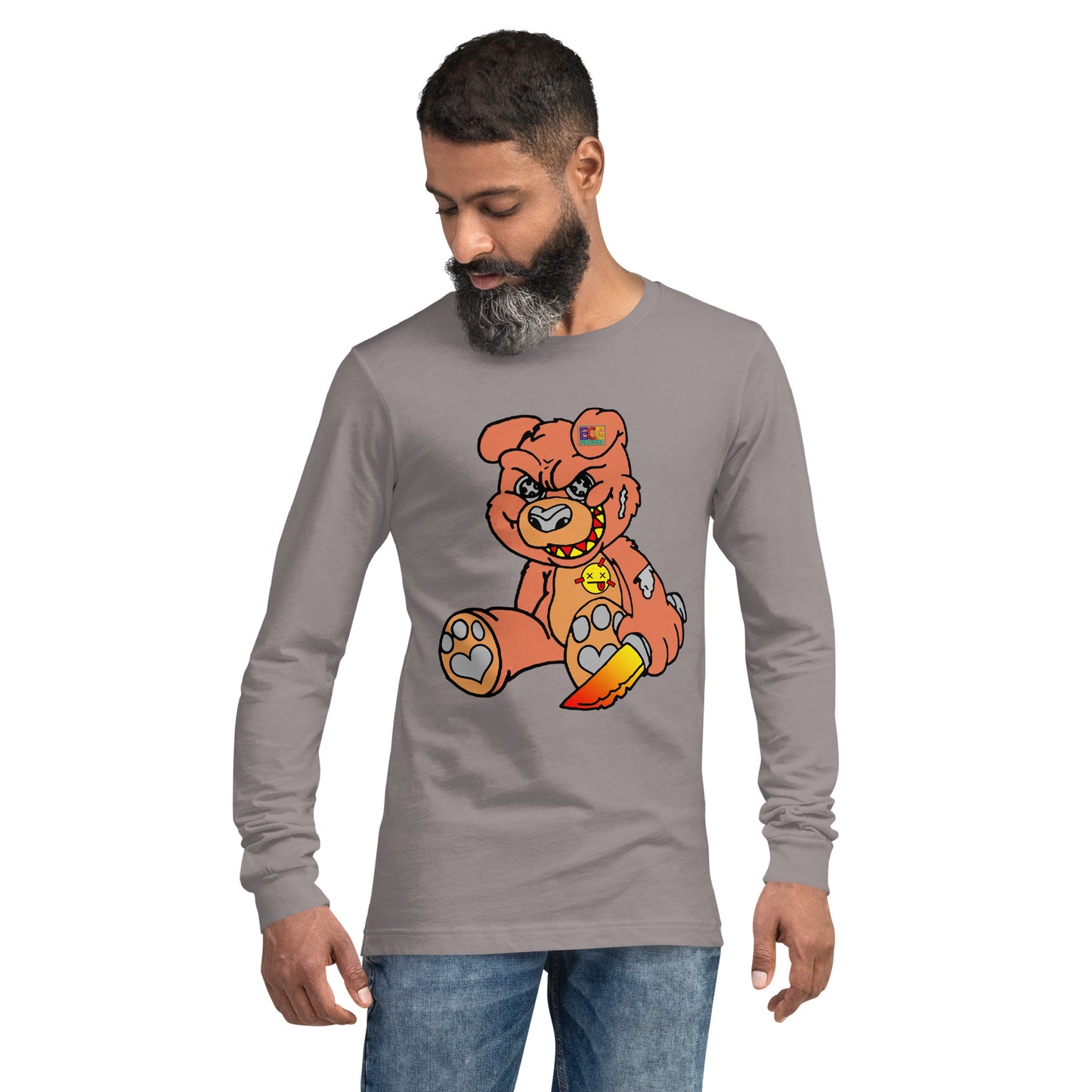 Orange Demon Bear Unisex Long Sleeve Tee