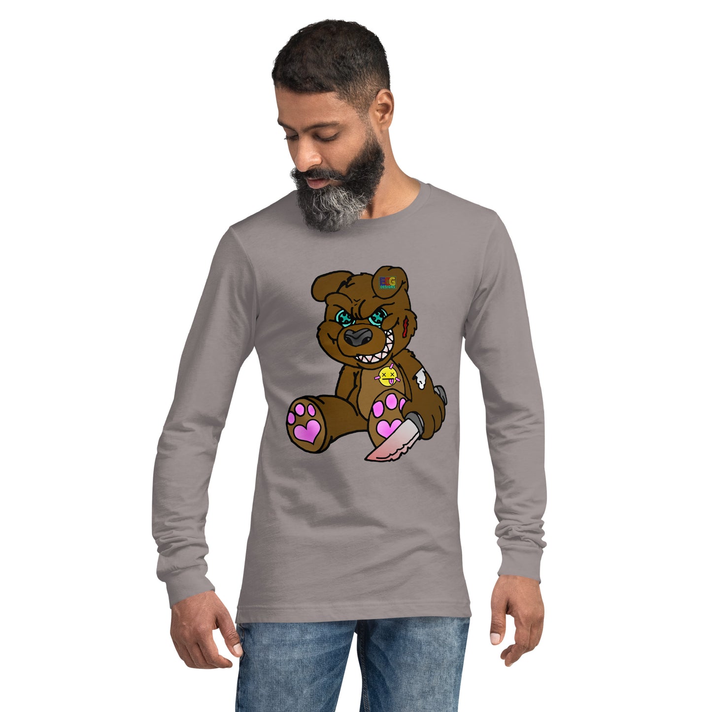 Brown Demon Bear Unisex Long Sleeve Tee