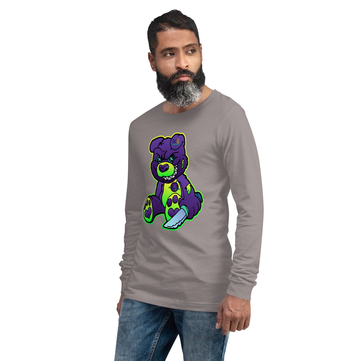 Purple and Green Demon Bear Unisex Long Sleeve Tee