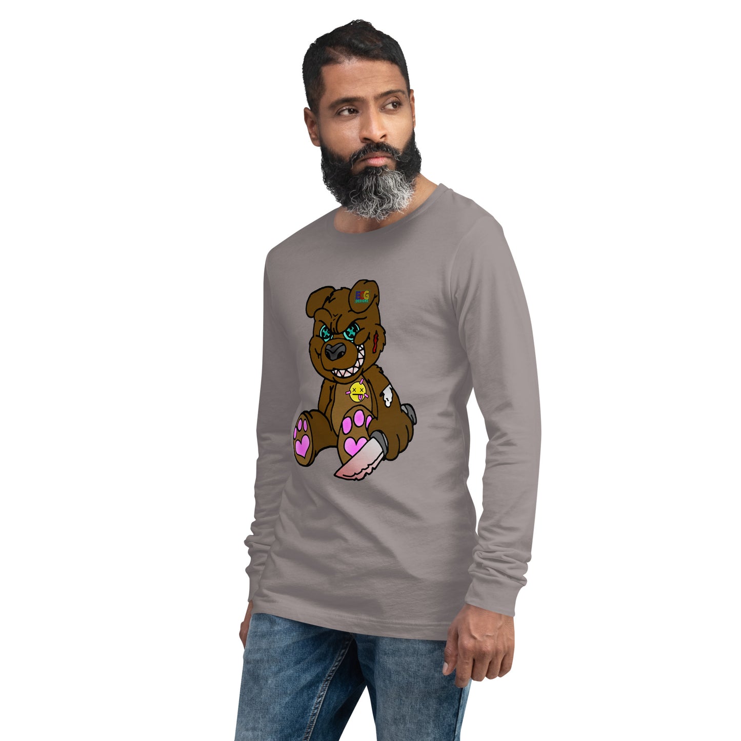 Brown Demon Bear Unisex Long Sleeve Tee