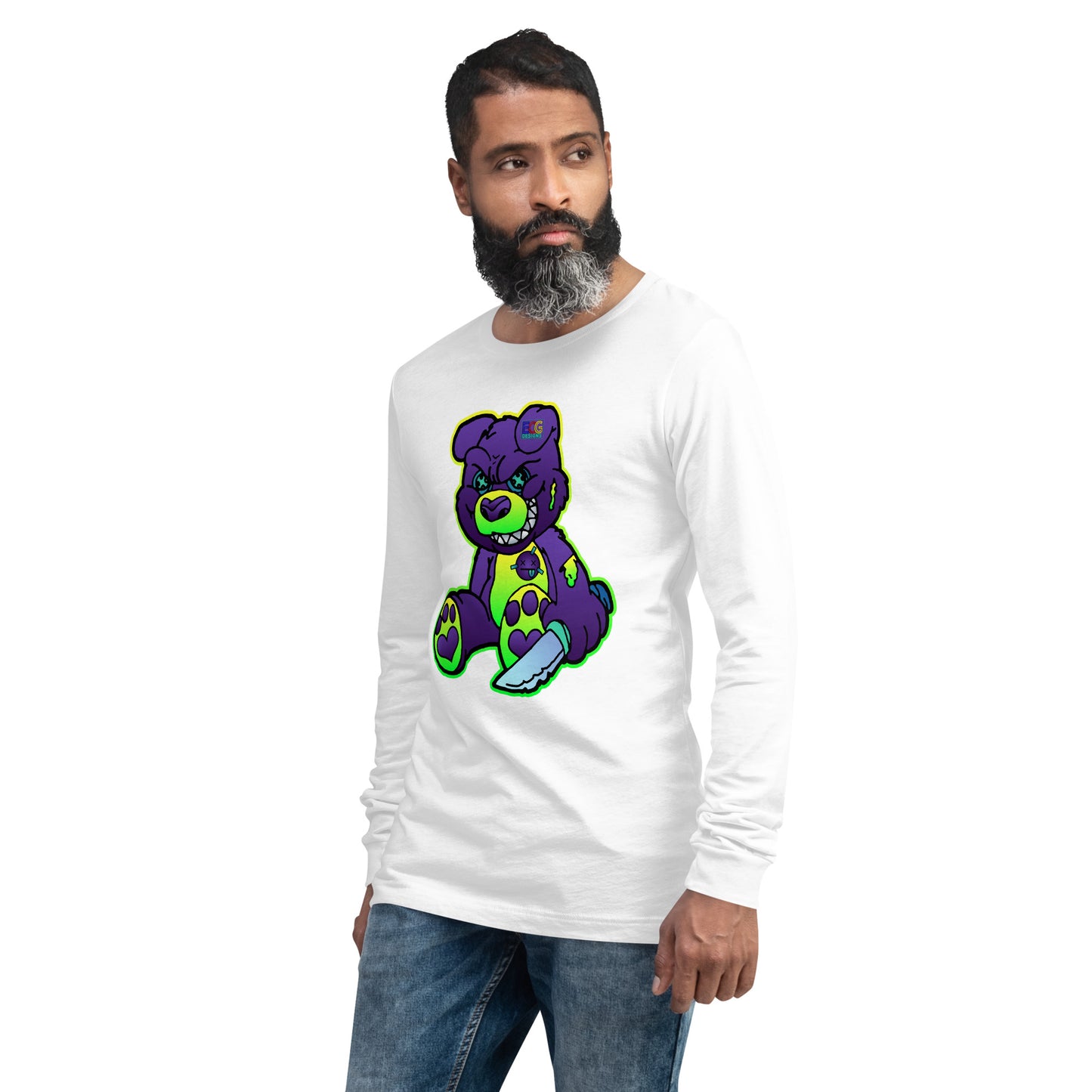 Purple and Green Demon Bear Unisex Long Sleeve Tee