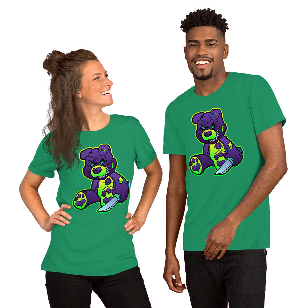 Purple and Green Demon Bear Unisex t-shirt