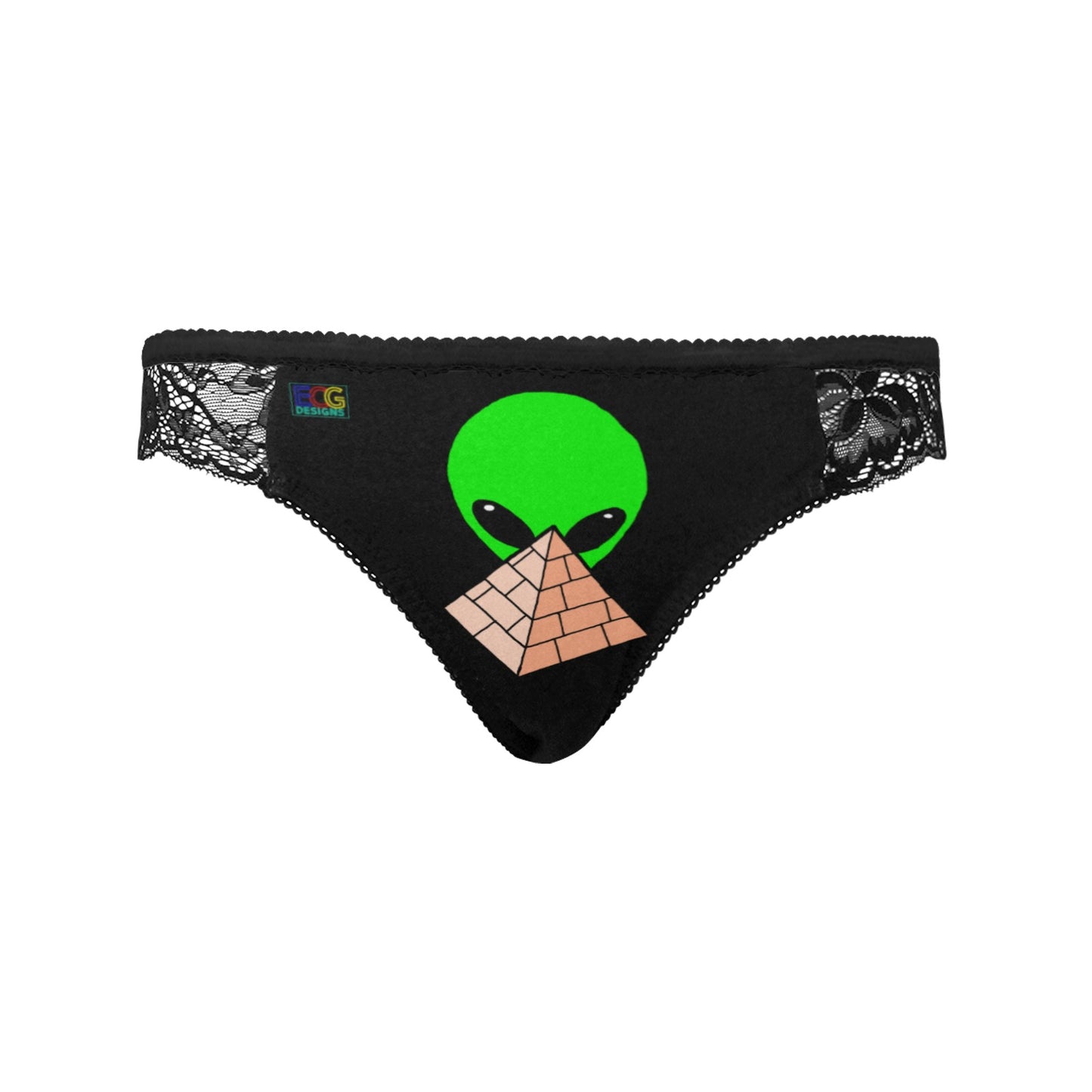 Green Alien Pyramid Women's Lace Panty (Model L41)