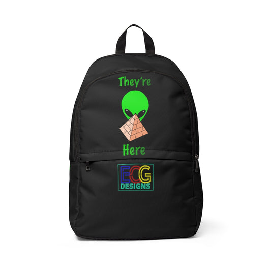 Green Alien Pyramid Unisex Fabric Backpack