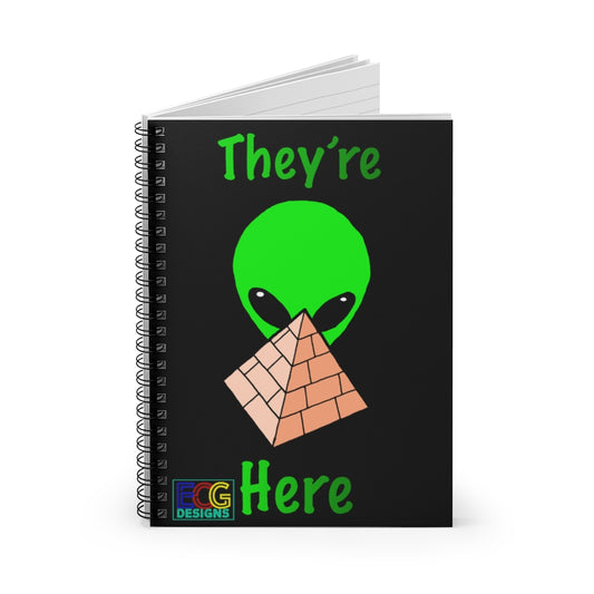 Green Alien Pyramid Spiral Notebook - Ruled Line