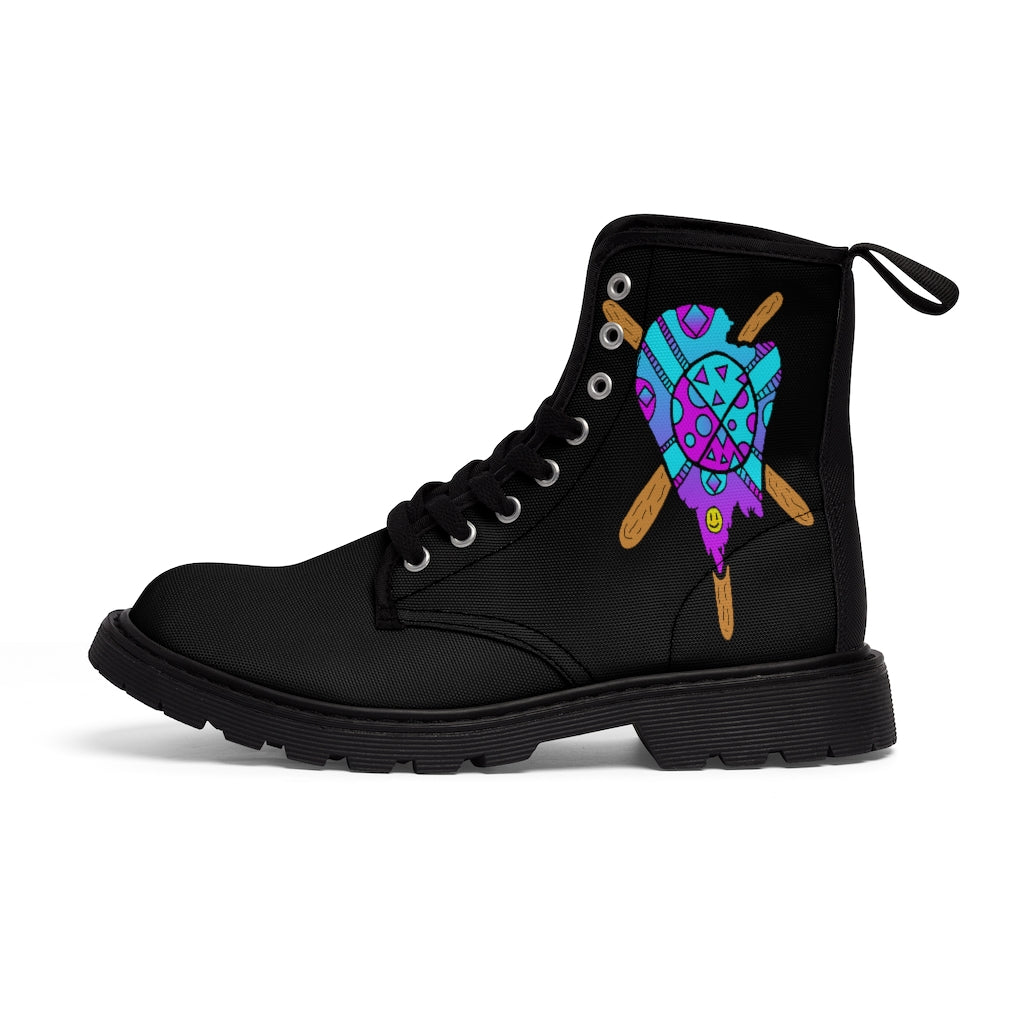 Blue and Purple Melted Popsicle Men's Canvas Boots