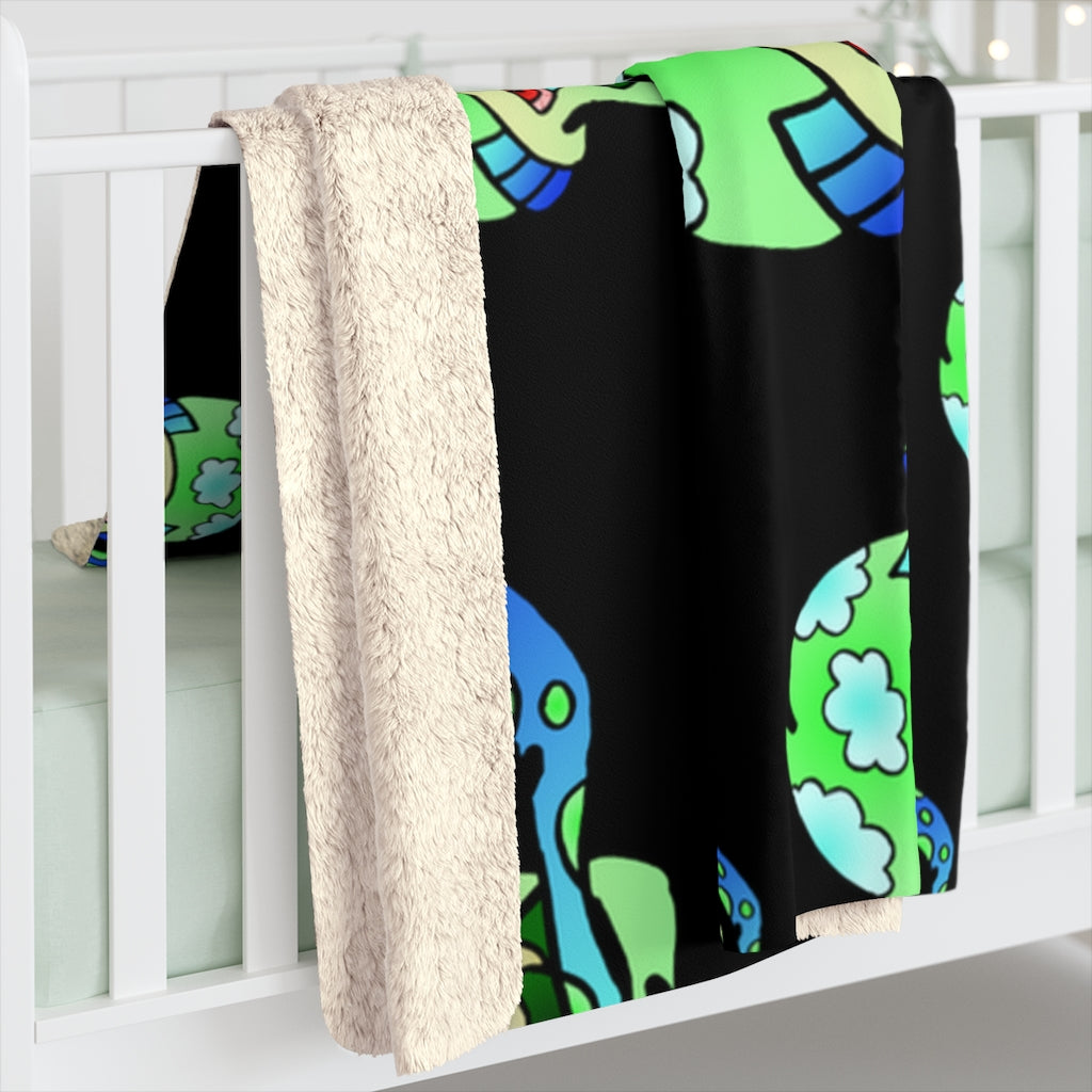 Green Shroom Sherpa Fleece Blanket