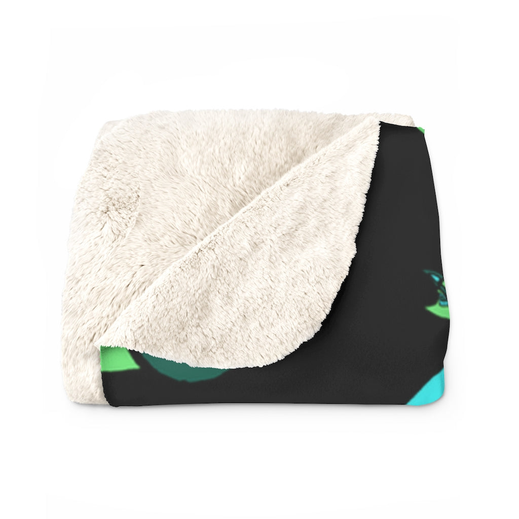 Green Cat Sherpa Fleece Blanket