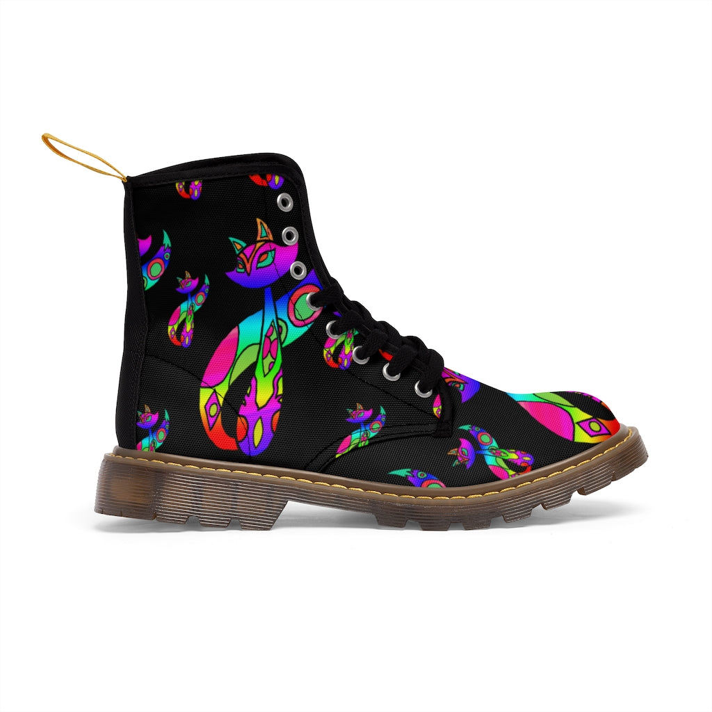 Rainbow Cat Men's Canvas Boots