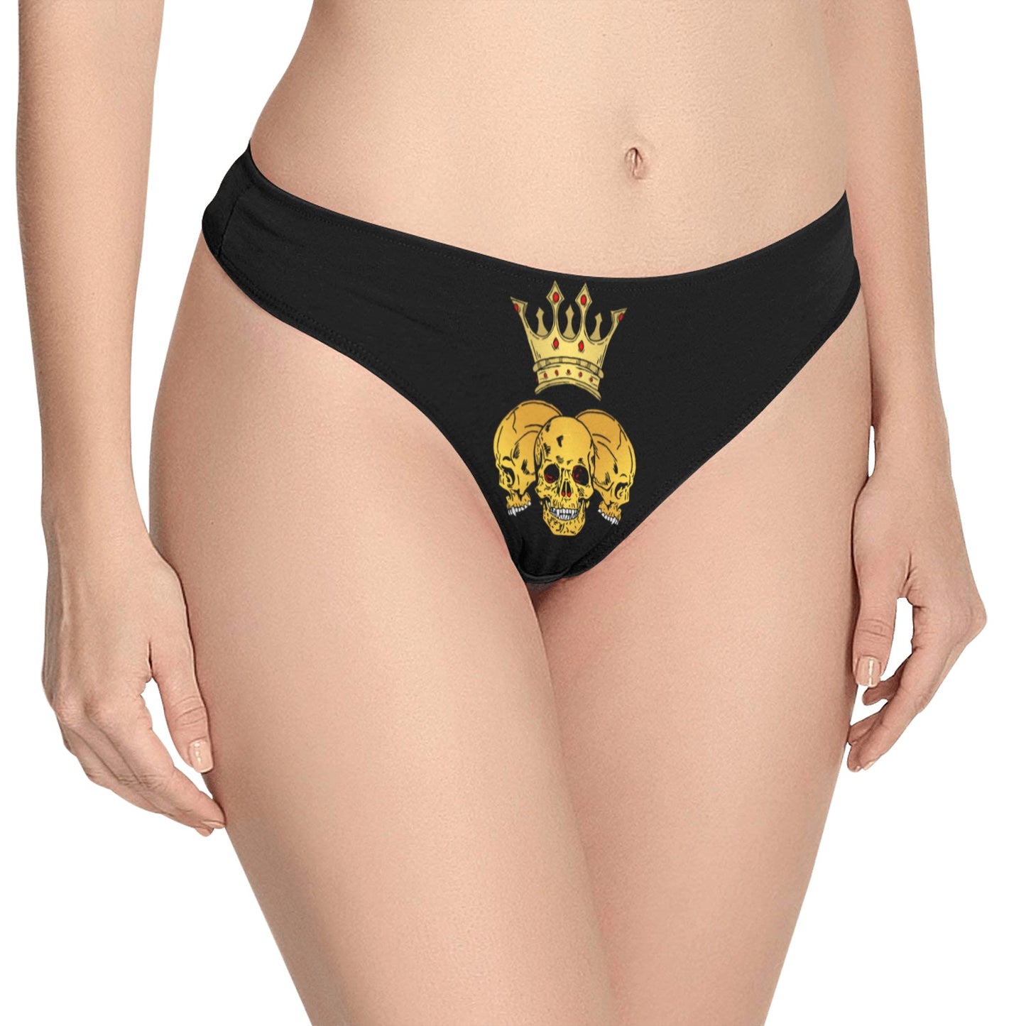 Triple Skull Crown Women's All Over Print Thongs (Model L30)