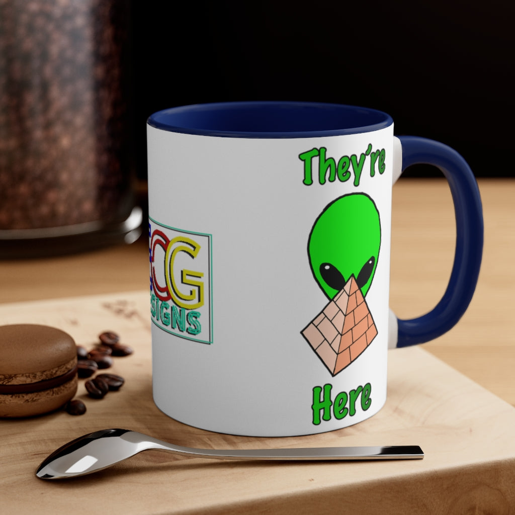 Green Alien Pyramid Accent Coffee Mug, 11oz