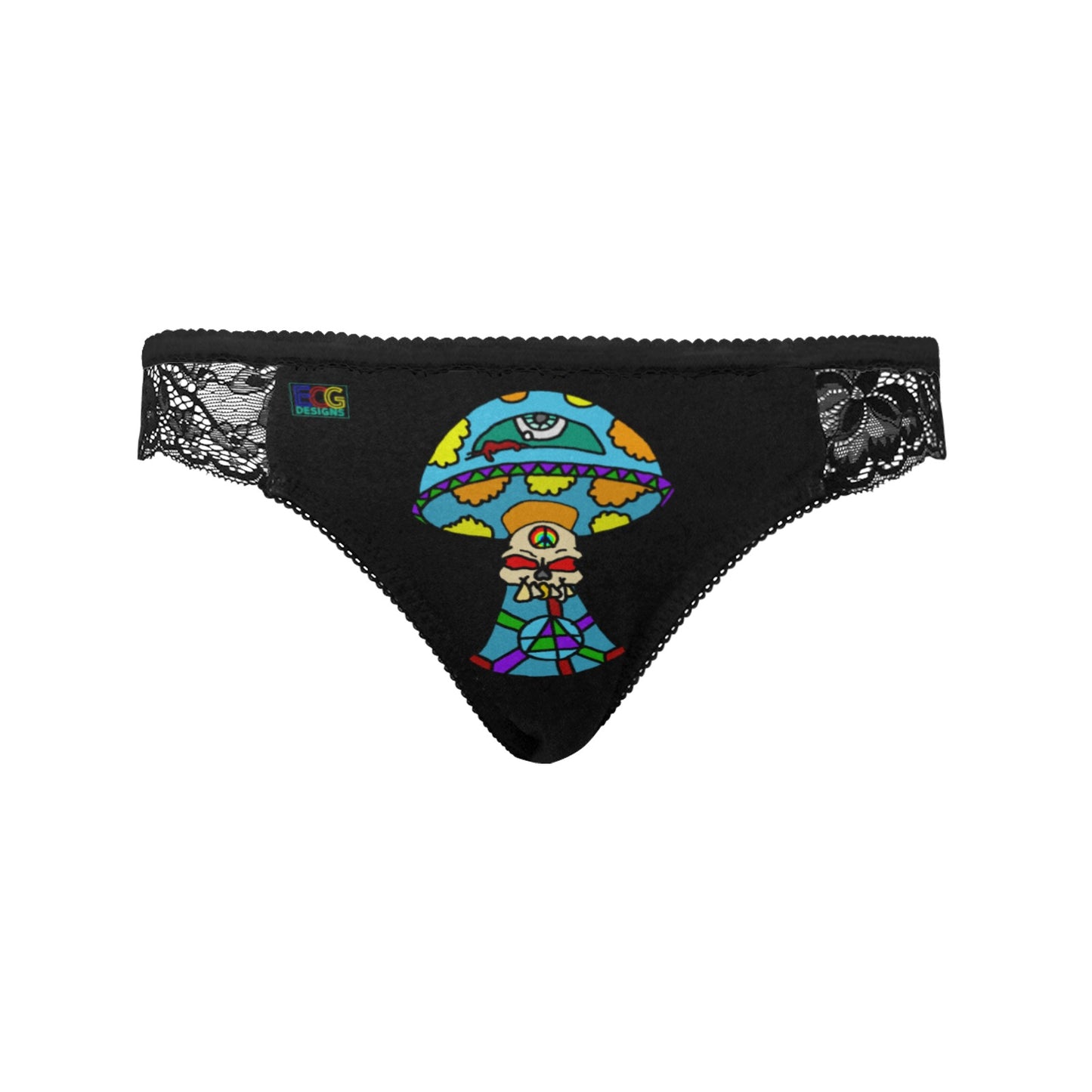 Multicolored Skull Shroom Women's Lace Panty (Model L41)