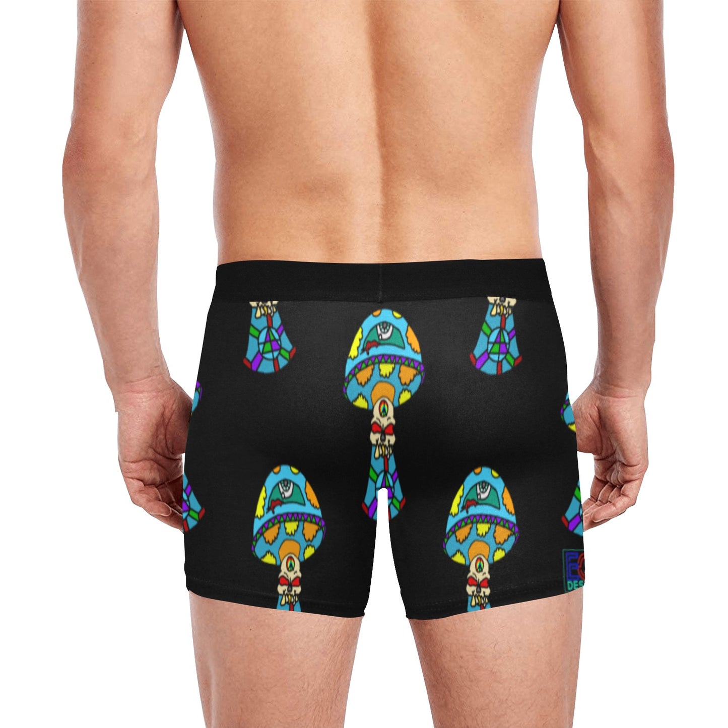 Multicolored Skull Shroom Men's Boxer Briefs with Inner Pocket (Model L34)