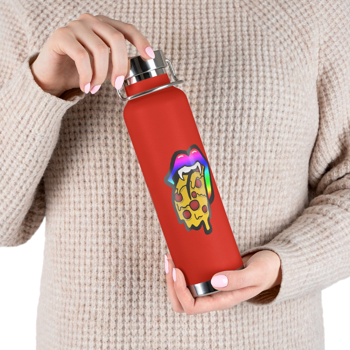 Rainbow Pizza Tongue 22oz Vacuum Insulated Bottle