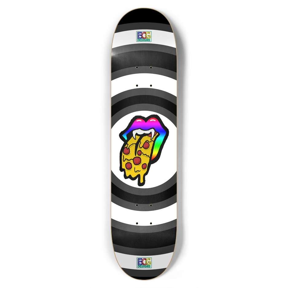 Rainbow Pizza Tongue Skateboard