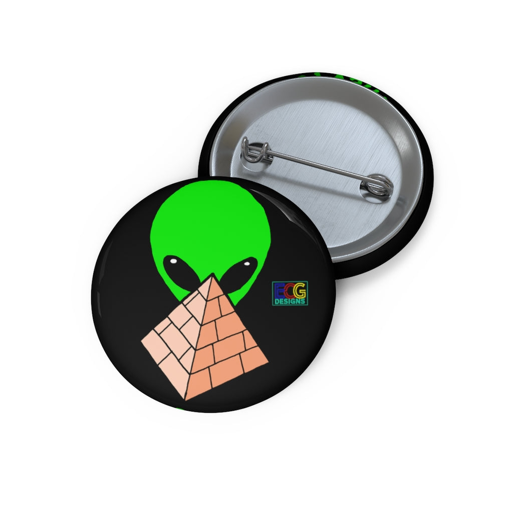 Green Alien Pyramid Pin Buttons