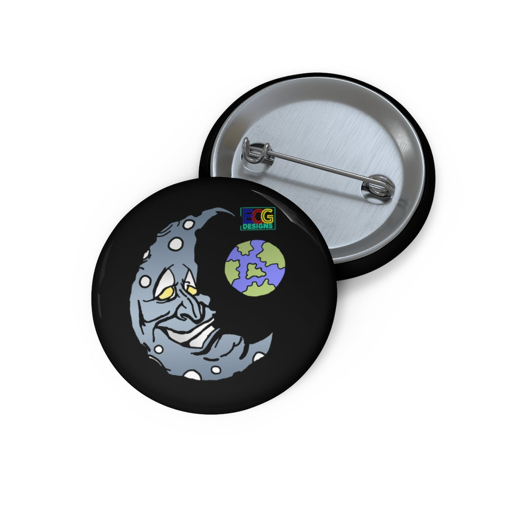 Silver Moon Pin Buttons