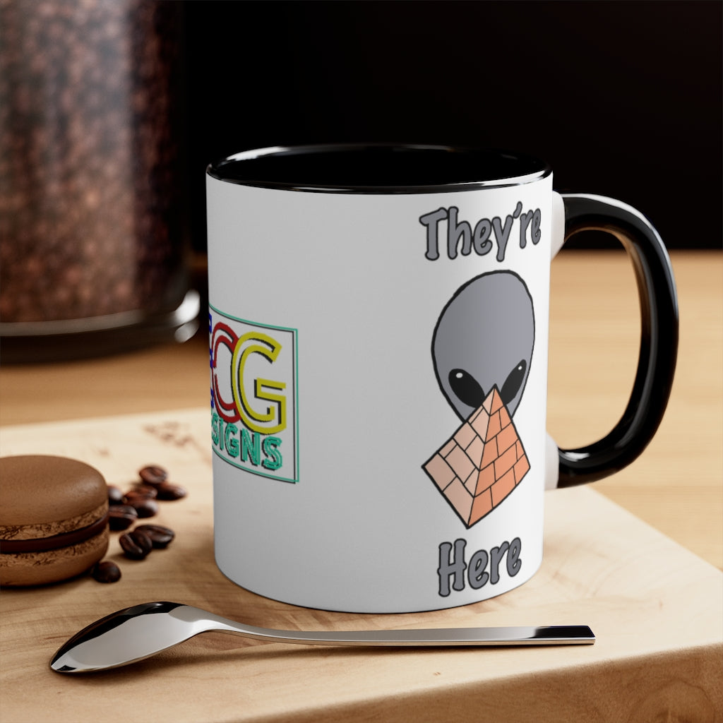 Gray Alien Pyramid Accent Coffee Mug, 11oz