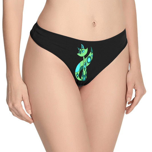 Green Cat Women's All Over Print Thongs (Model L30)