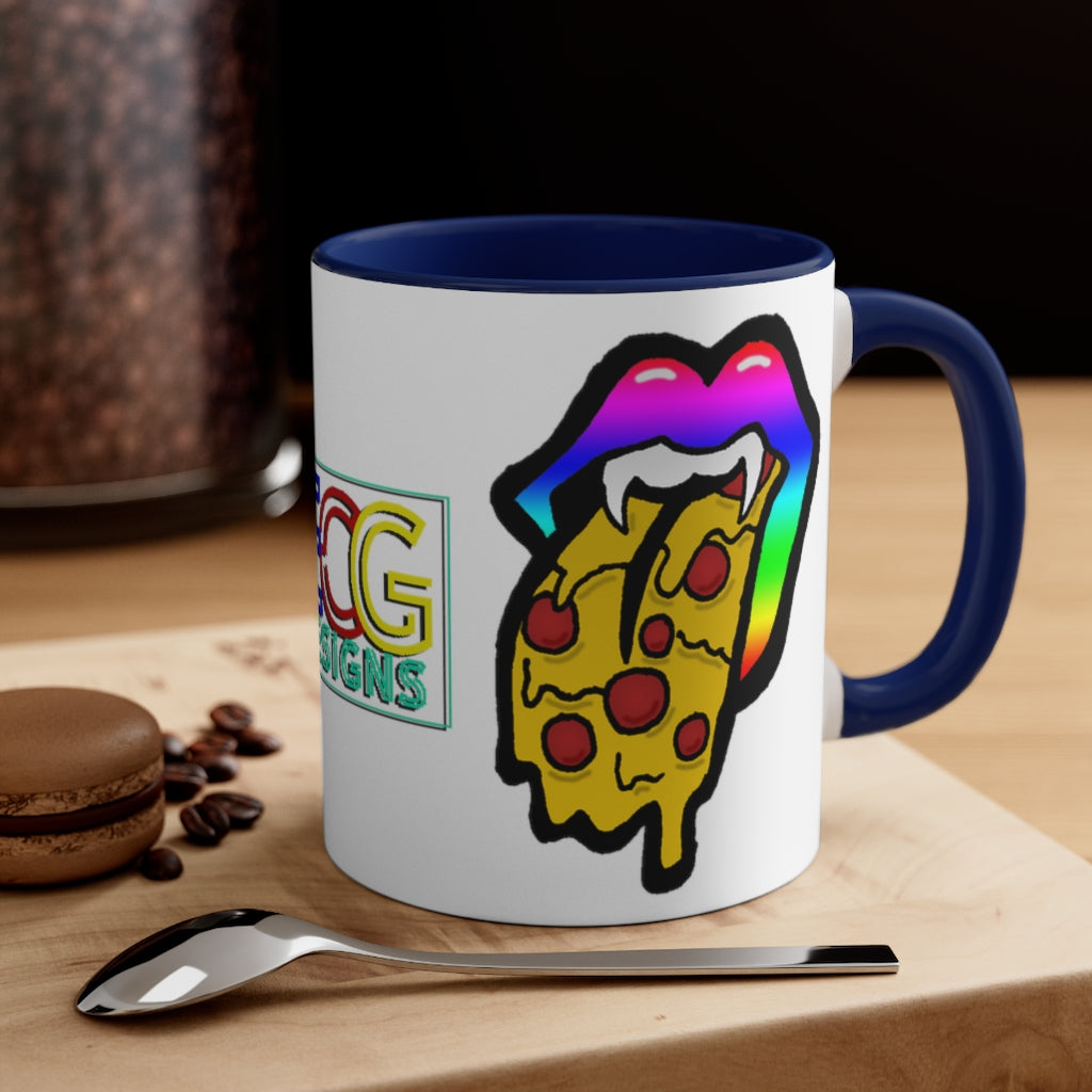 Rainbow Pizza Tongue Accent Coffee Mug, 11oz