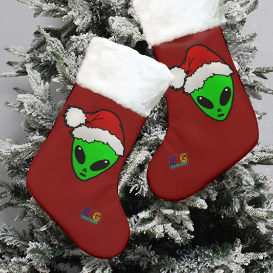 Santa Alien Christmas Stocking (Red)